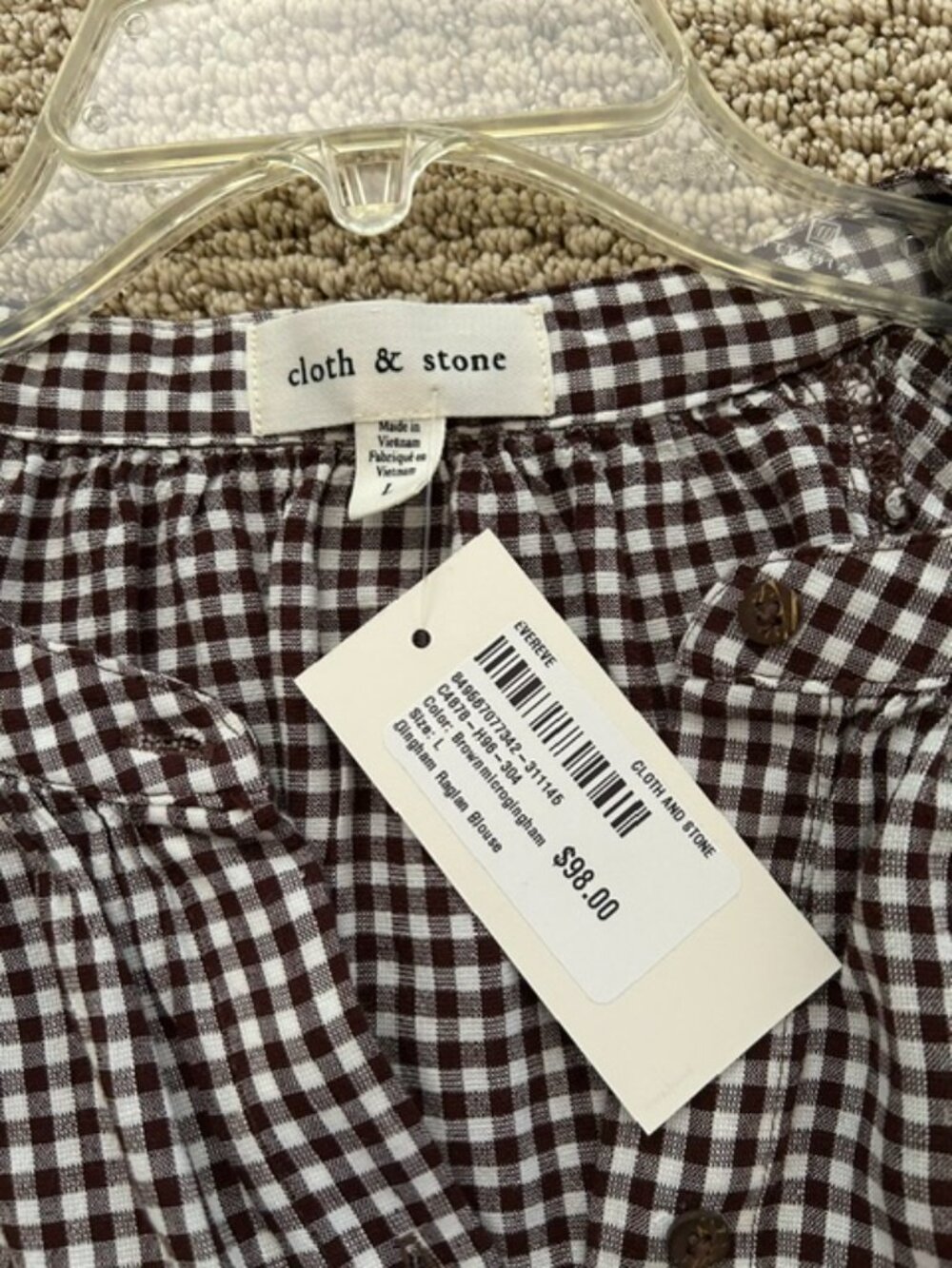 Cloth & Stone Brown and White Gingham Button-Front Shirt - Picture 3 of 6